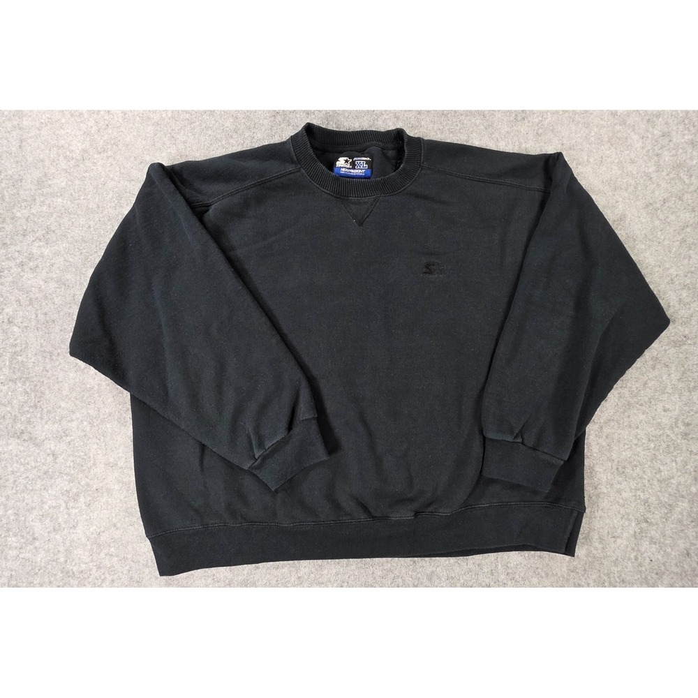 Vintage Y2K 2000s Starter XL Heavyweight Black Blank Crewneck Sweatshirt Pro80